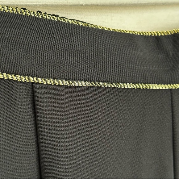 JOSEPH RIBKOFF Black Wide Leg Pants Gold Trim Vintage 80s Glam Cocktail Chic 14 - Picture 3 of 10